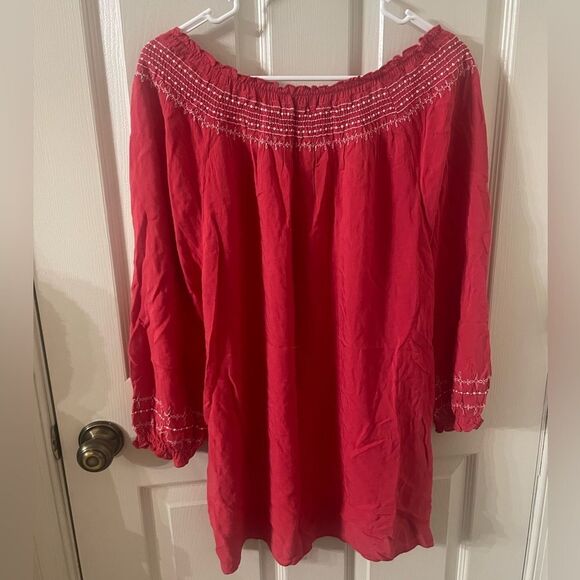 Valerie Stevens Smocked Embroidered Stitch Top large - Picture 2 of 4